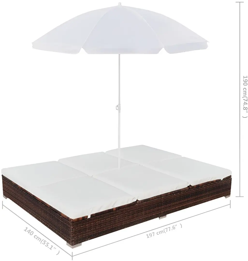 Шезлонг с зонтом VidaXL 42949 (White/Brown)