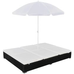 Шезлонг с зонтом VidaXL 42950 (White/Black) Thumb