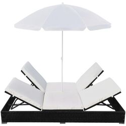 Шезлонг с зонтом VidaXL 42950 (White/Black) Thumb
