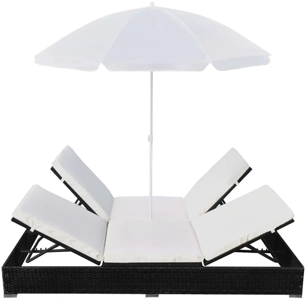 Шезлонг с зонтом VidaXL 42950 (White/Black)