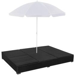 Шезлонг с зонтом VidaXL 42950 (White/Black) Thumb