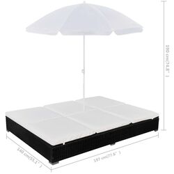Шезлонг с зонтом VidaXL 42950 (White/Black) Thumb