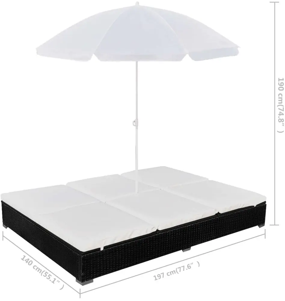 Шезлонг с зонтом VidaXL 42950 (White/Black)