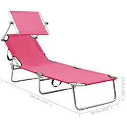 Шезлонг VidaXL 310327 (Pink) Thumb