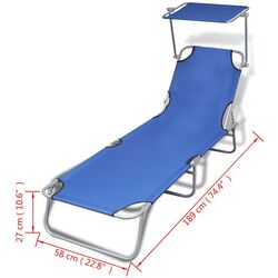 Șezlong VidaXL 41196 (Blue) Thumb