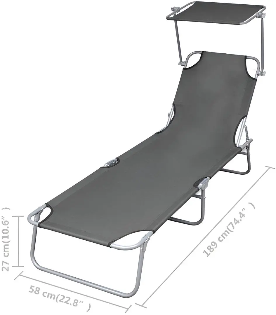 Șezlong VidaXL 44291 (Grey)