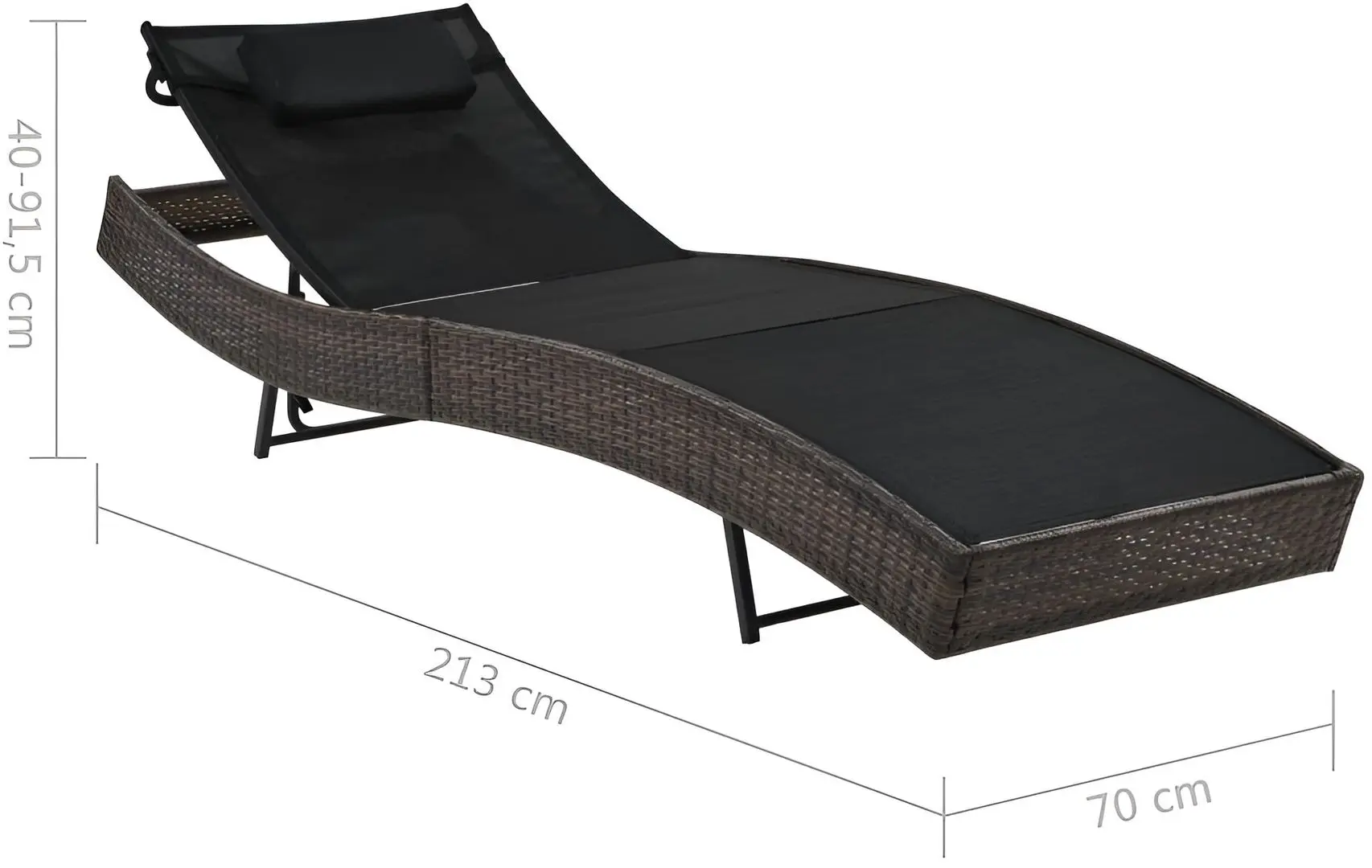 Шезлонг VidaXL 44716 (Brown/Black)