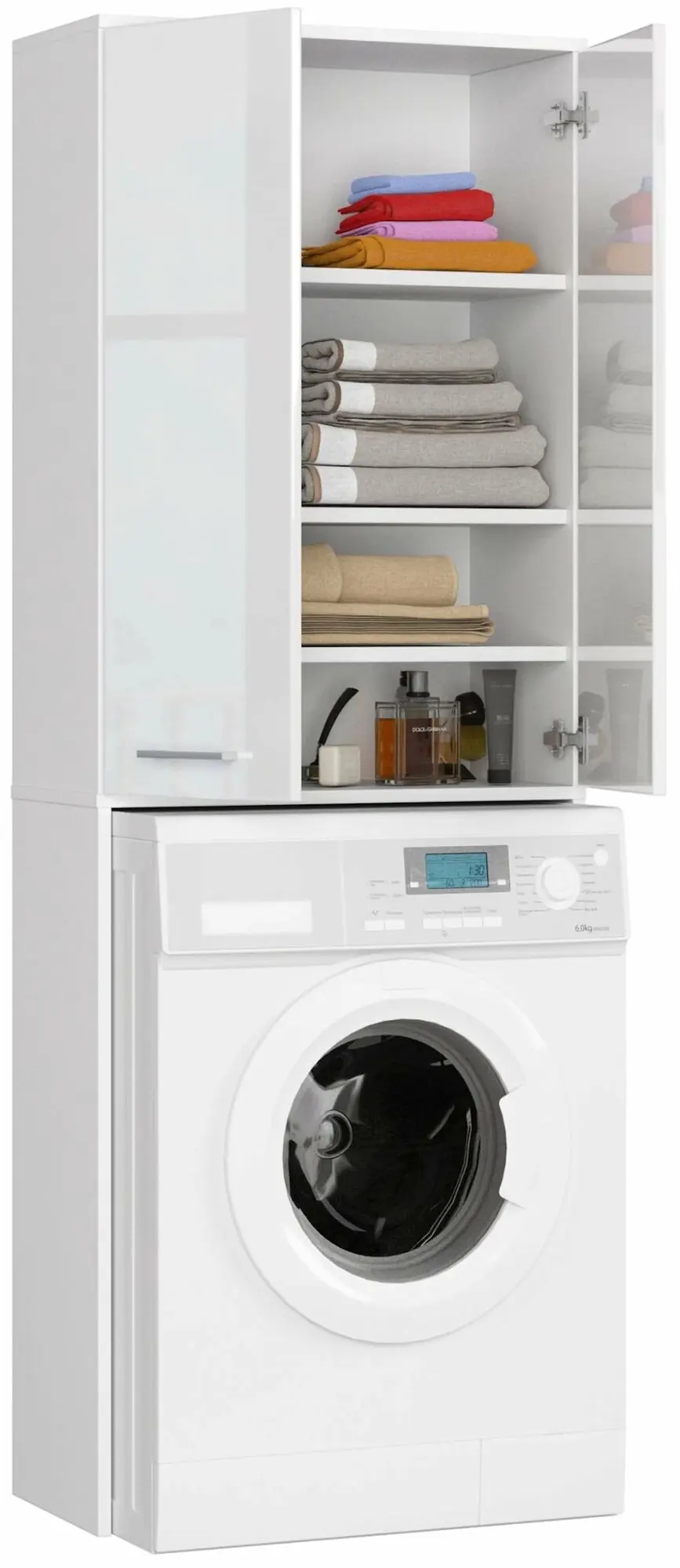 Dulap Akord Fin 180cm 2D (White/Glossy White)