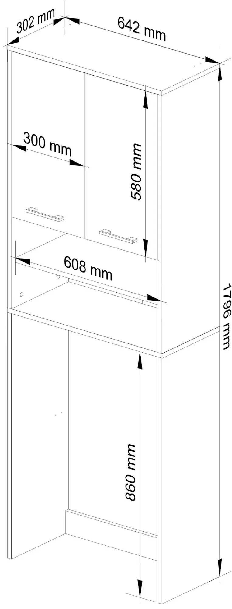 Шкаф Akord Fin 64см 2D (Artisan Oak/White)