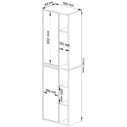 Dulap Akord Vami W50 2D6P (Graphite Grey/Artisan Oak) Thumb