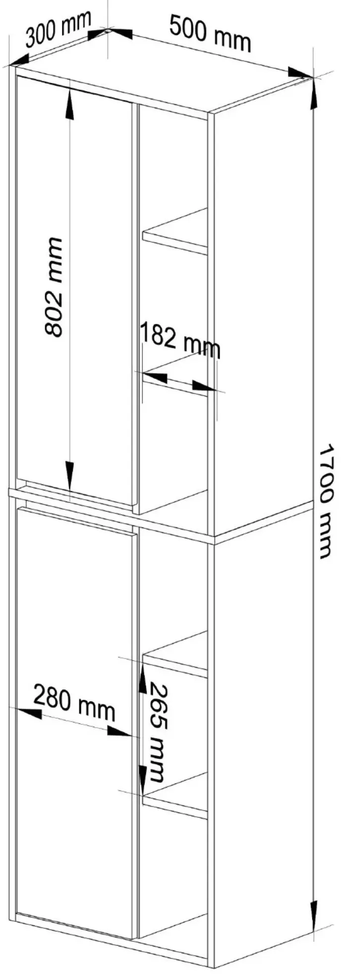Dulap Akord Vami W50 2D6P (Graphite Grey/Artisan Oak)