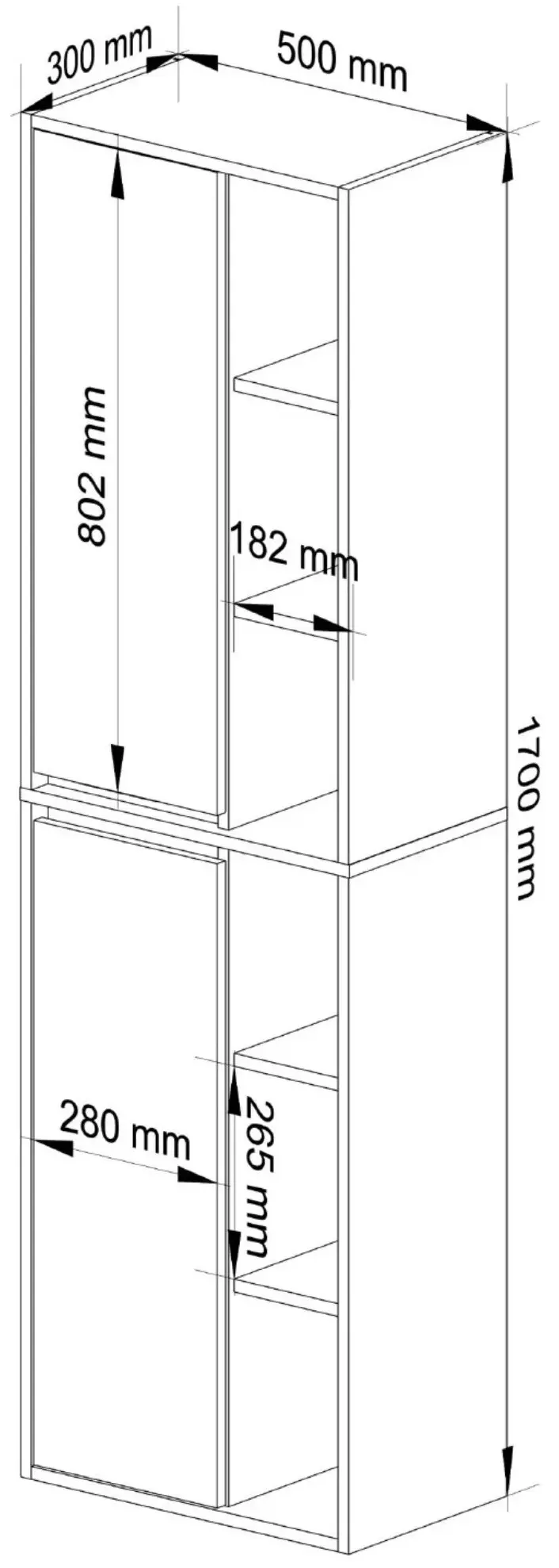 Dulap suspendat Akord Vami W50 2D6P (Artisan Oak/Cashmere)