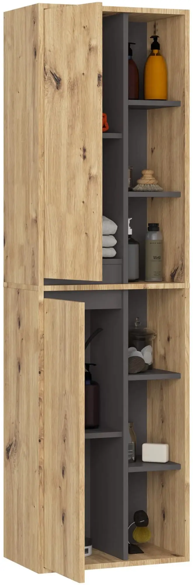 Dulap suspendat Akord Vami W50 2D6P (Artisan Oak/Graphite Grey)