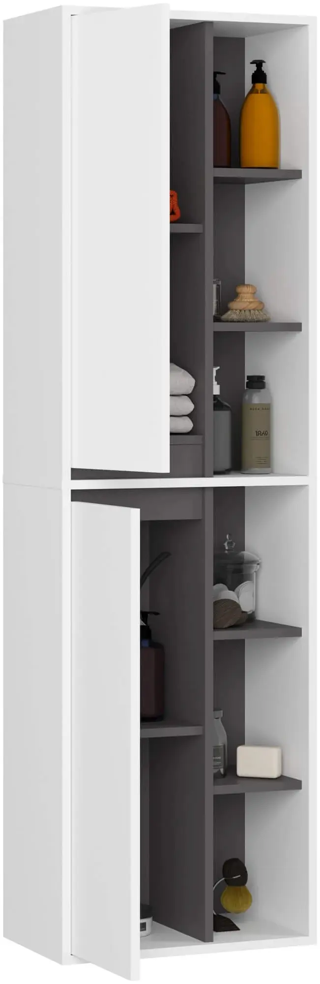 Dulap suspendat Akord Vami W50 2D6P (White/Graphite Grey)