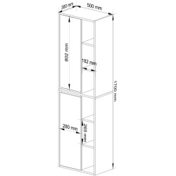 Dulap suspendat Akord Vami W50 2D6P (White/Graphite Grey) Thumb