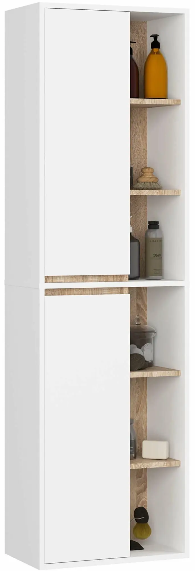 Шкаф подвесной Akord Vami W50 2D6P (White/Sonoma Oak)