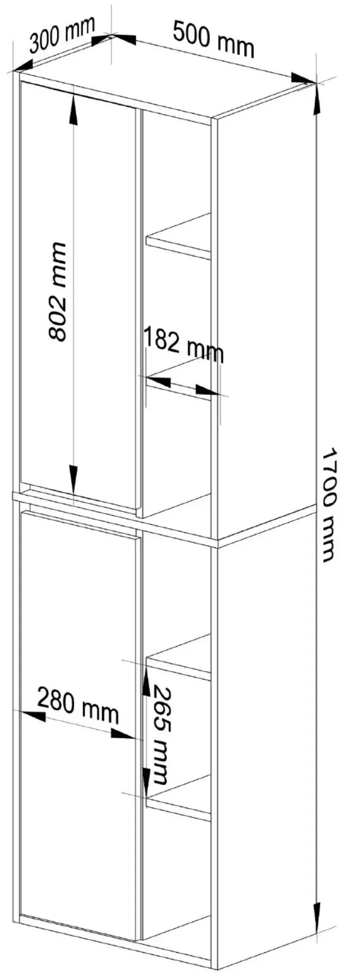Шкаф подвесной Akord Vami W50 2D6P (White/Sonoma Oak)