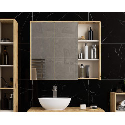 Dulap cu oglinda Akord Vami W90 2D3P (Artisan Oak/Cashmere)