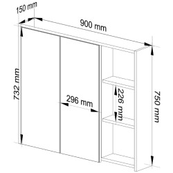 Dulap cu oglinda Akord Vami W90 2D3P (Artisan Oak/Cashmere) Thumb