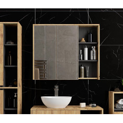 Dulap cu oglinda Akord Vami W90 2D3P (Artisan Oak/Graphite Grey)