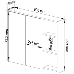 Dulap cu oglinda Akord Vami W90 2D3P (Artisan Oak/Graphite Grey) Thumb