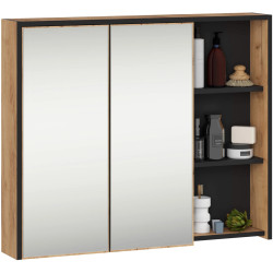 Dulap cu oglinda Akord Vami W90 2D3P (Craft Oak/Black) Thumb