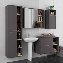 Dulap cu oglinda Akord Vami W90 2D3P (Graphite Grey/Artisan Oak) Thumb