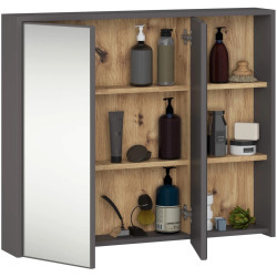 Dulap cu oglinda Akord Vami W90 2D3P (Graphite Grey/Artisan Oak) Thumb