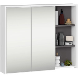 Dulap cu oglinda Akord Vami W90 2D3P (White/Graphite Grey) Thumb