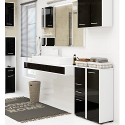 Dulap Akord Fin 30 2D1SZ 85cm (White/Black Gloss) Thumb