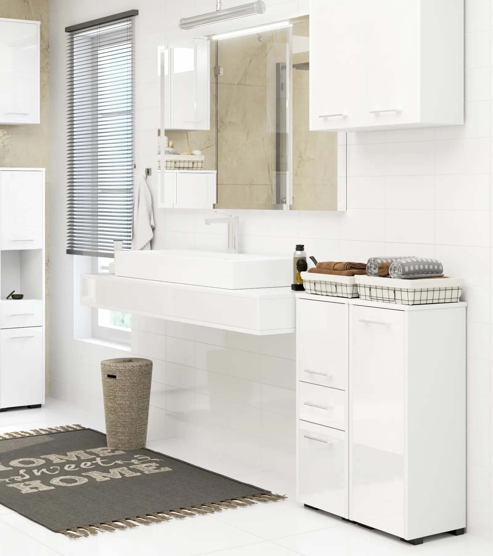 Dulap Akord Fin 30 2D1SZ 85cm (White/Glossy White)