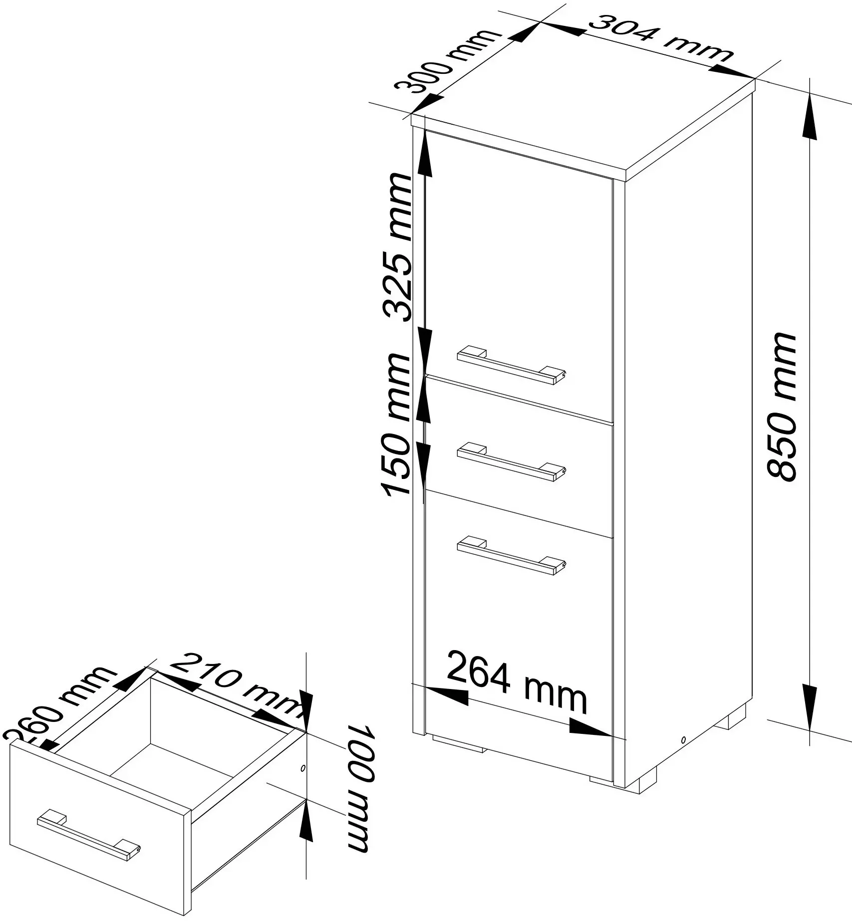 Dulap Akord Fin 30 2D1SZ 85cm (White/Glossy White)