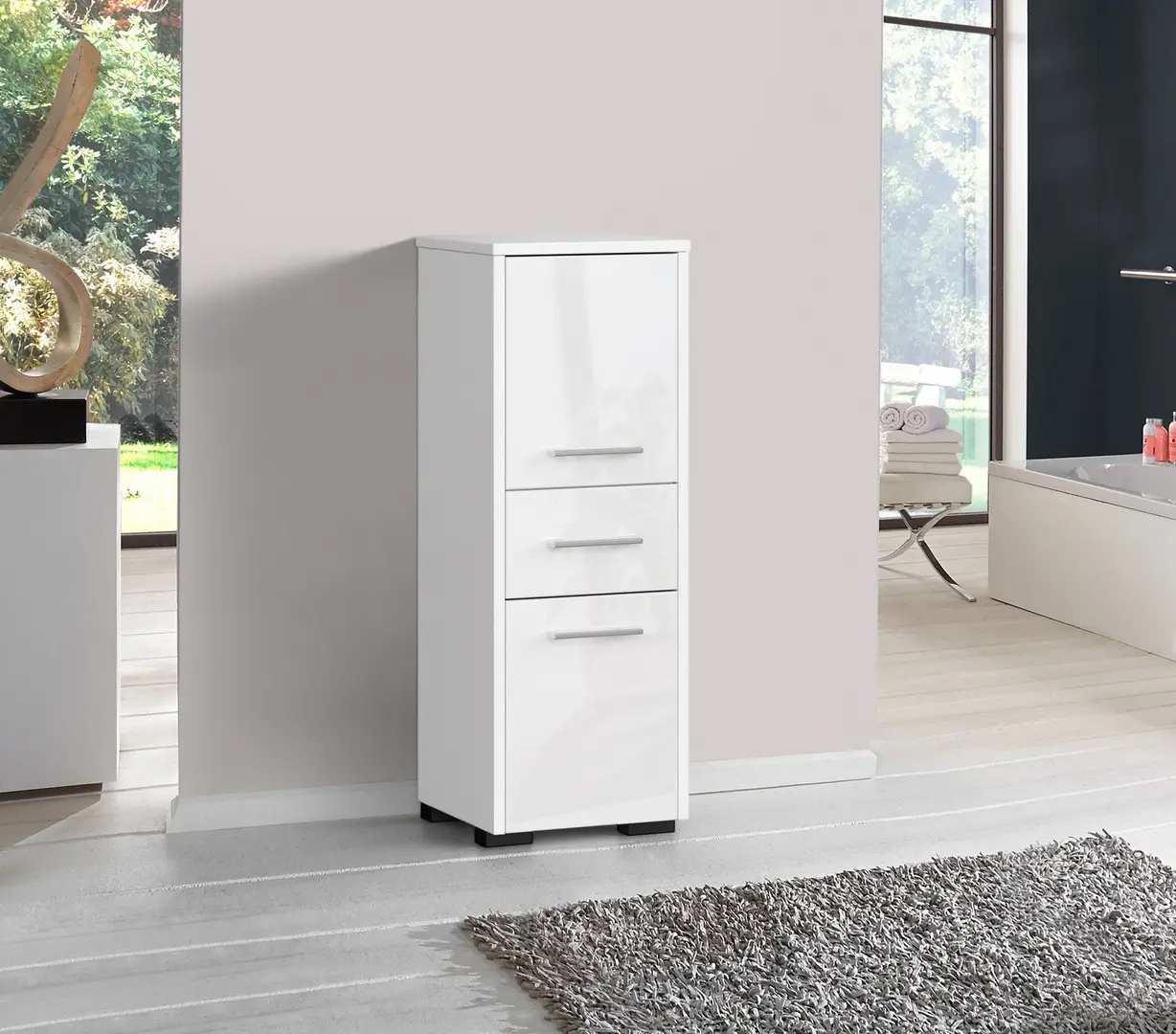 Dulap Akord Fin 30 2D1SZ 85cm (White/Glossy White)