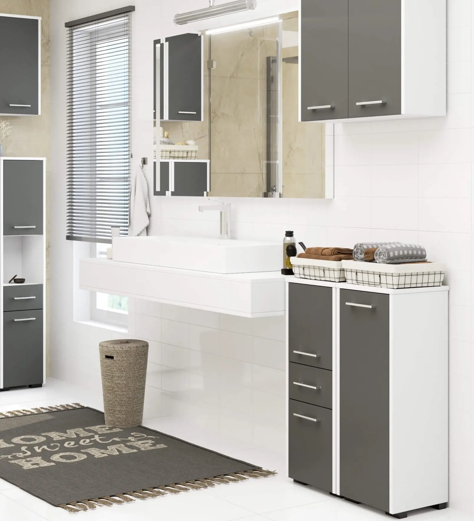 Dulap Akord Fin 30 2D1SZ 85cm (White/Grey)