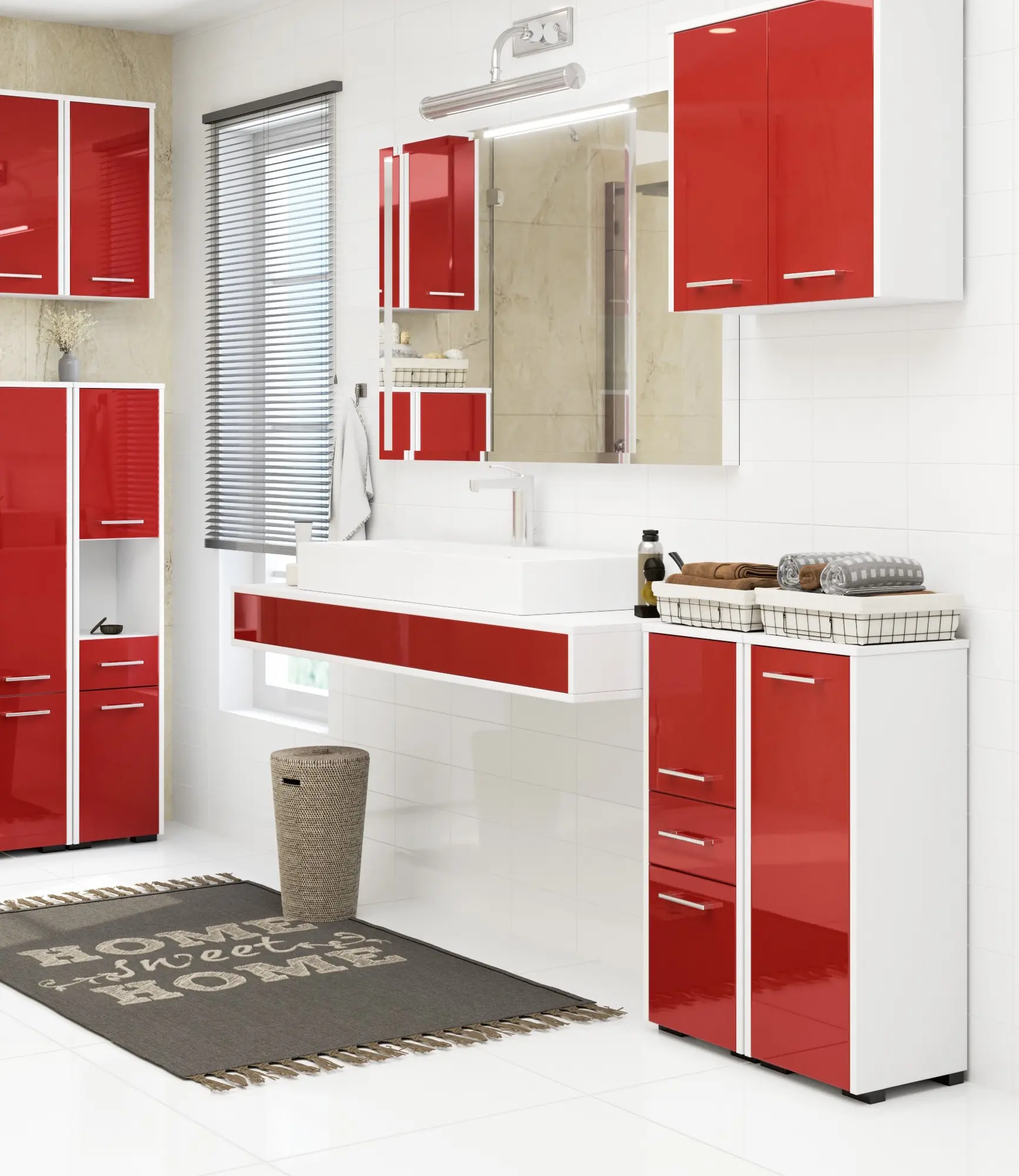 Dulap Akord Fin 30 2D1SZ 85cm (White/Red Gloss)