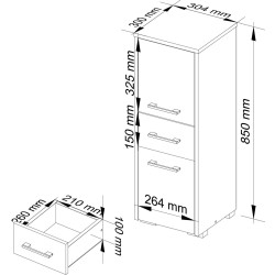 Dulap Akord Fin 30 2D1SZ 85cm (White/Red Gloss) Thumb
