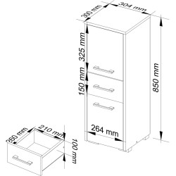 Шкафчик Akord Fin 30 2D1SZ 85см (White/Sonoma Oak) Thumb