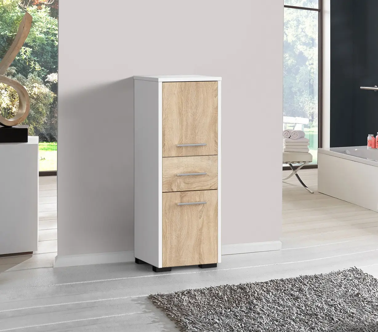 Шкафчик Akord Fin 30 2D1SZ 85см (White/Sonoma Oak)