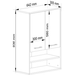 Шкафчик подвесной Akord Fin H934 W64 2D 1P (Graphite Grey/White) Thumb