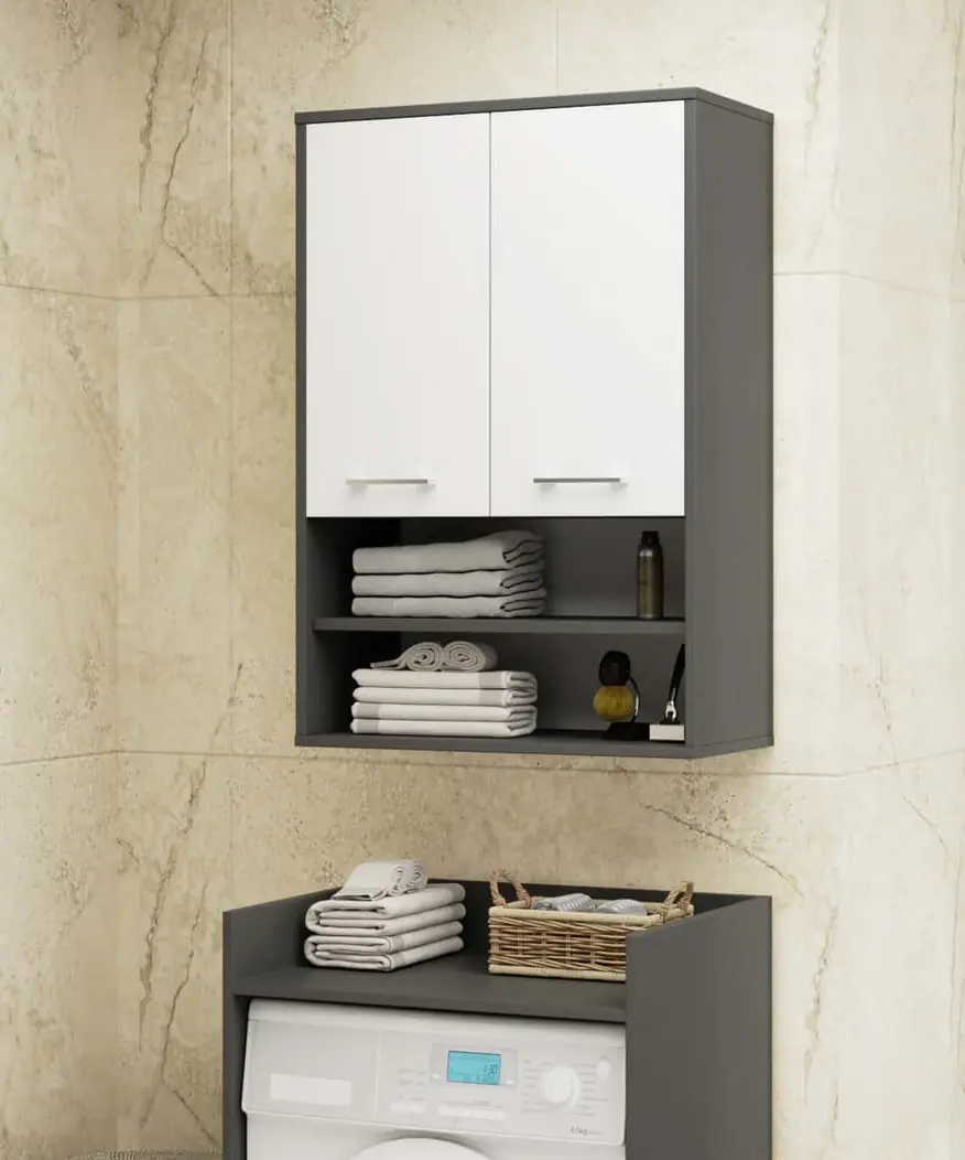 Шкафчик подвесной Akord Fin H934 W64 2D 1P (Graphite Grey/White)