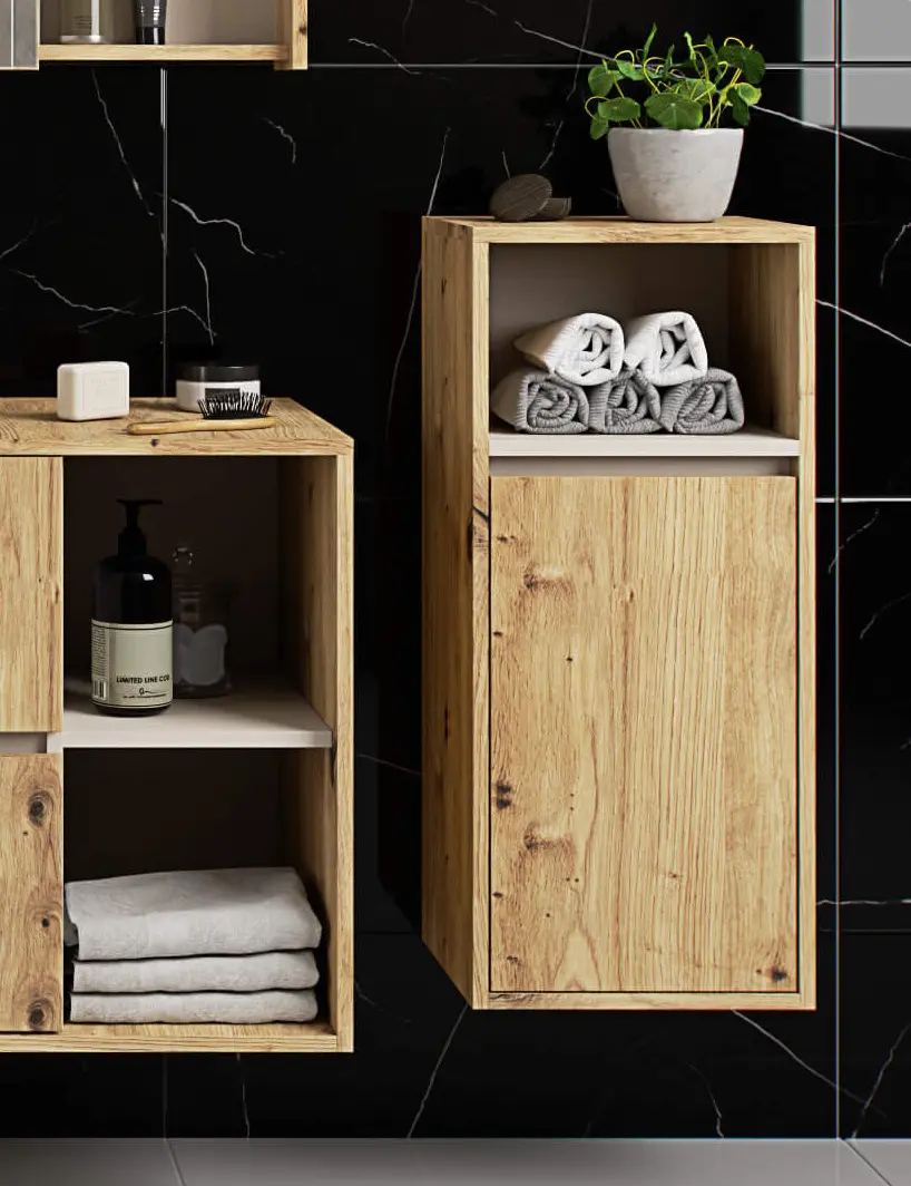 Dulap suspendat Akord Vami W35 1D1W (Artisan Oak/Cashmere)