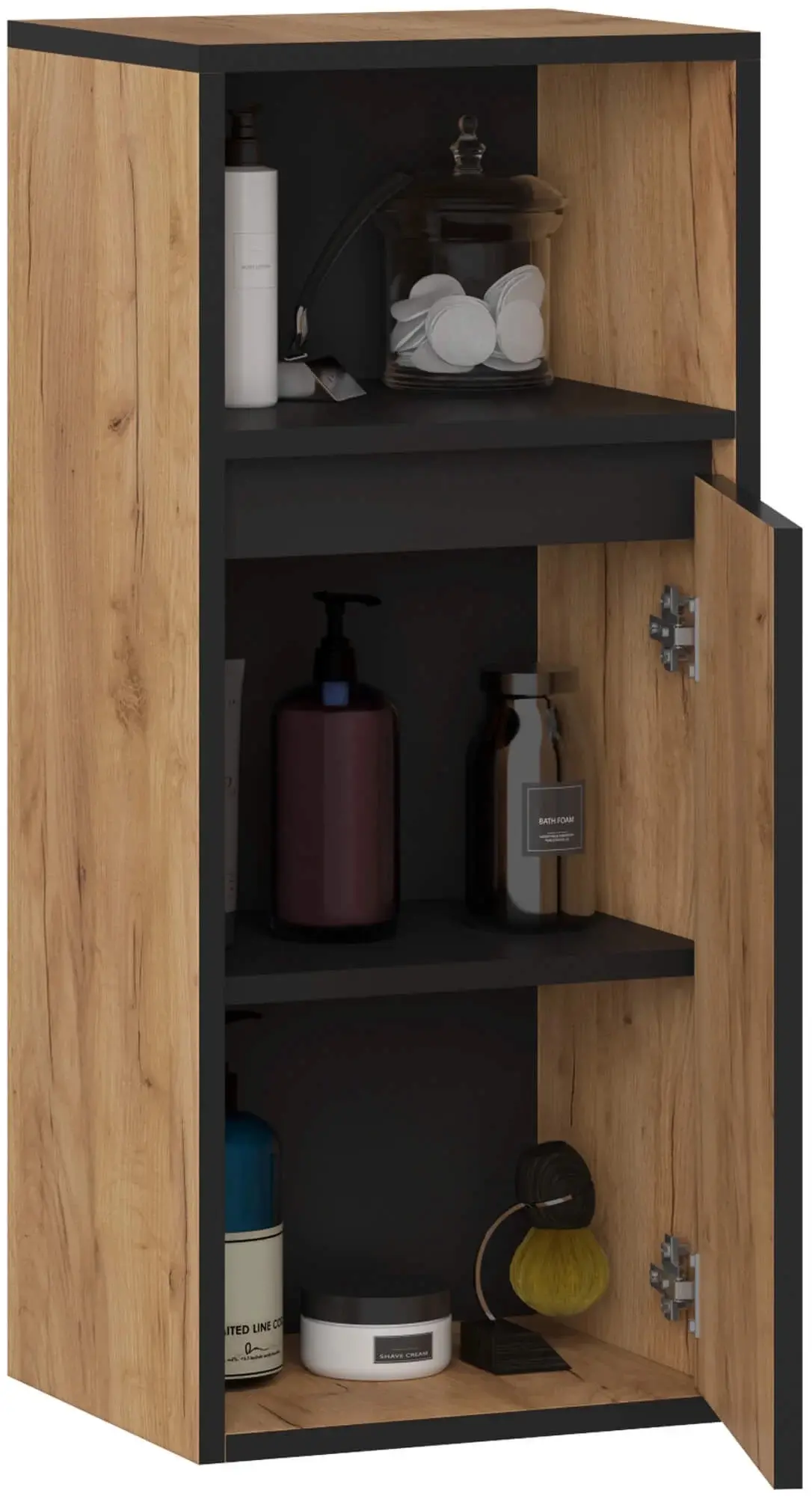 Dulap suspendat Akord Vami W35 1D1W (Craft Oak/Black)