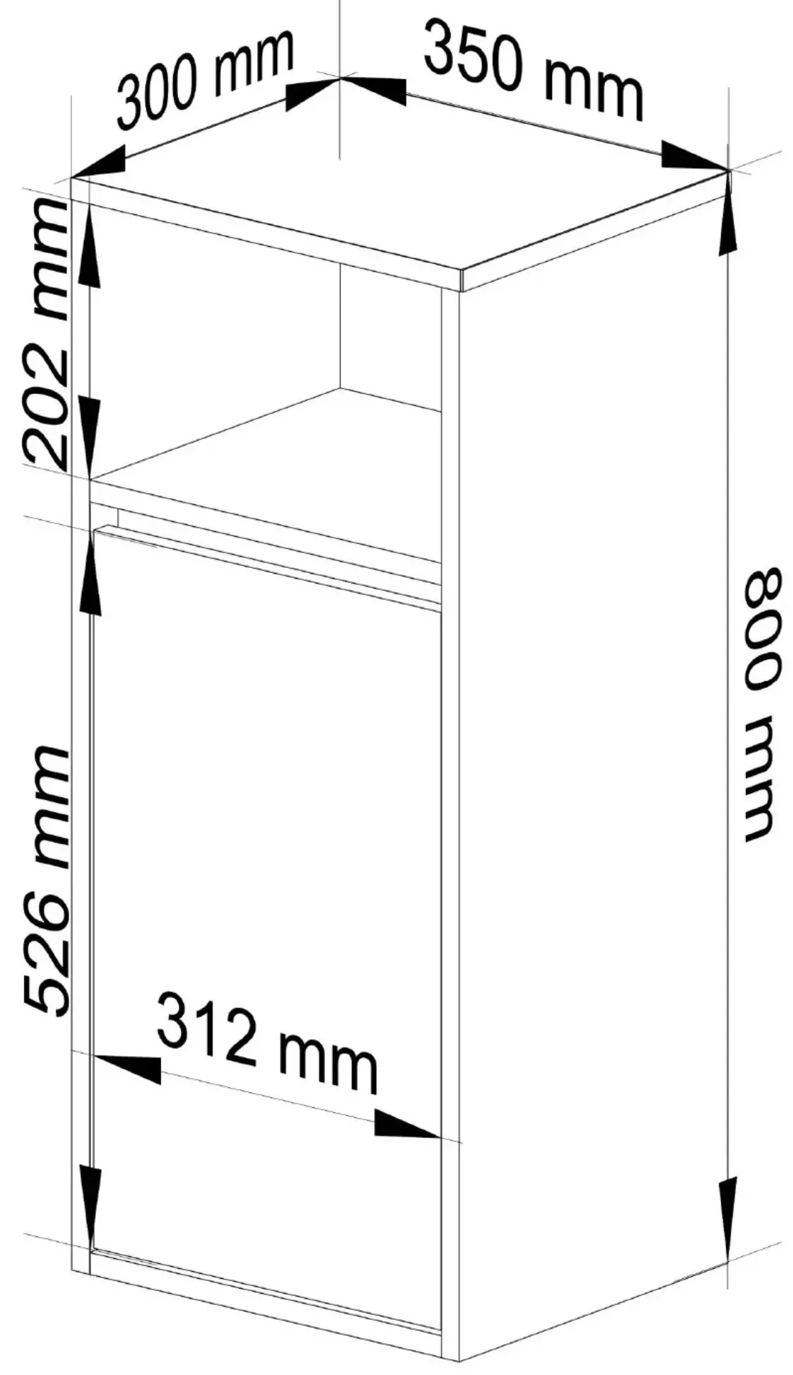 Dulap suspendat Akord Vami W35 1D1W (Craft Oak/Black)