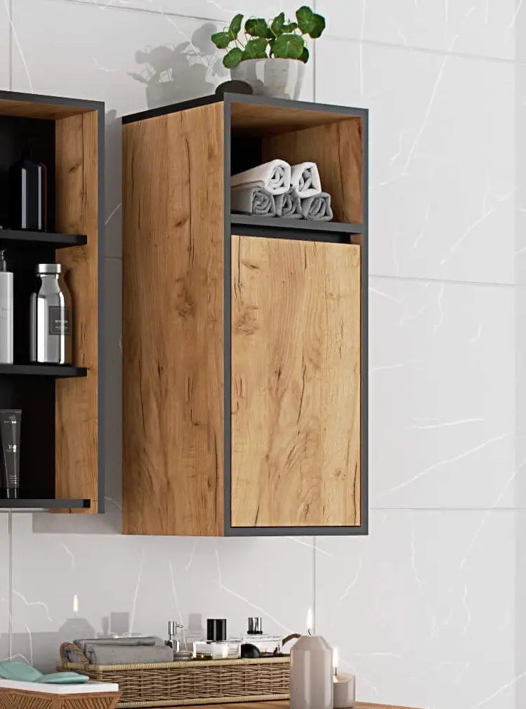 Dulap suspendat Akord Vami W35 1D1W (Craft Oak/Black)