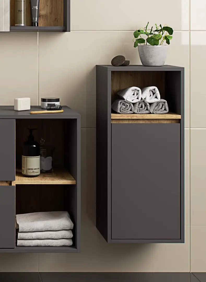 Dulap suspendat Akord Vami W35 1D1W (Graphite Grey/Artisan Oak)