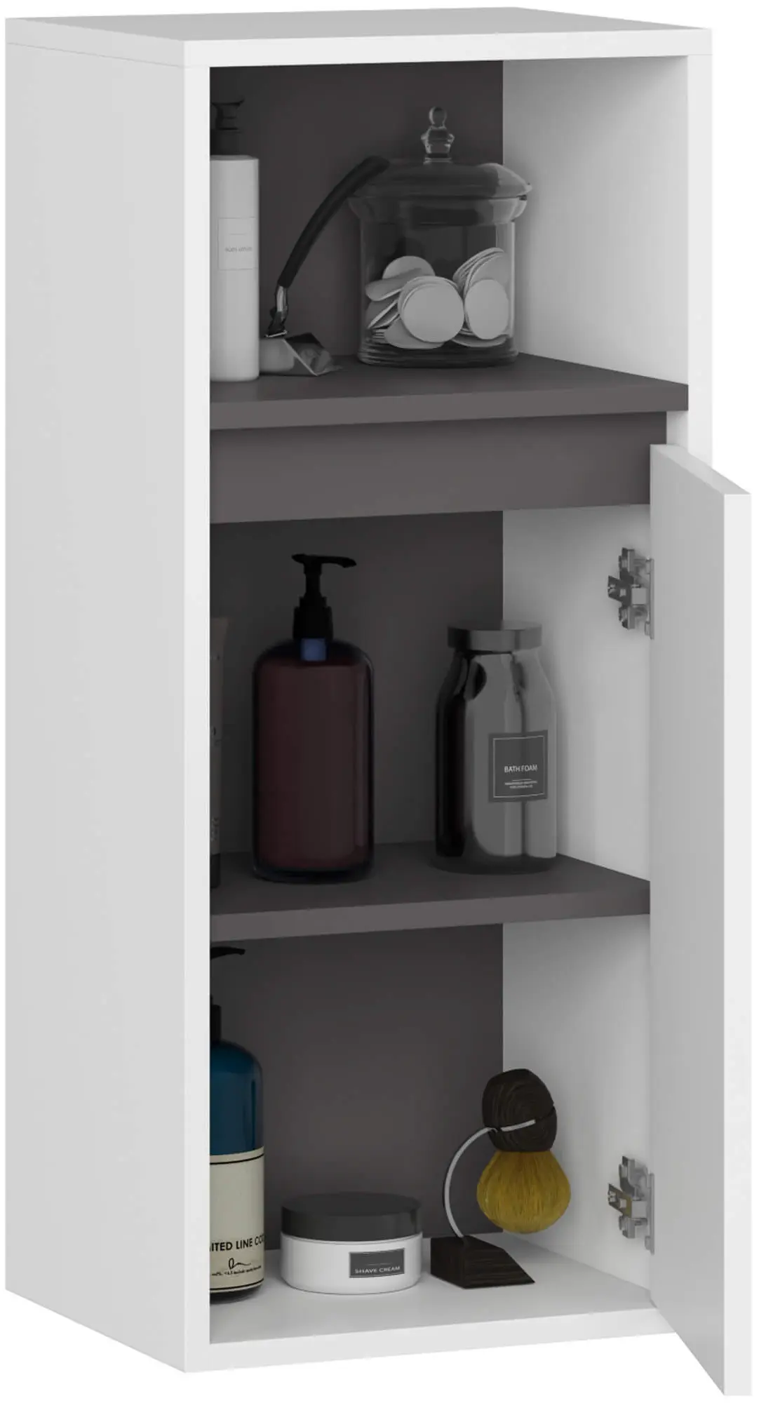 Dulap suspendat Akord Vami W35 1D1W (White/Graphite Grey)