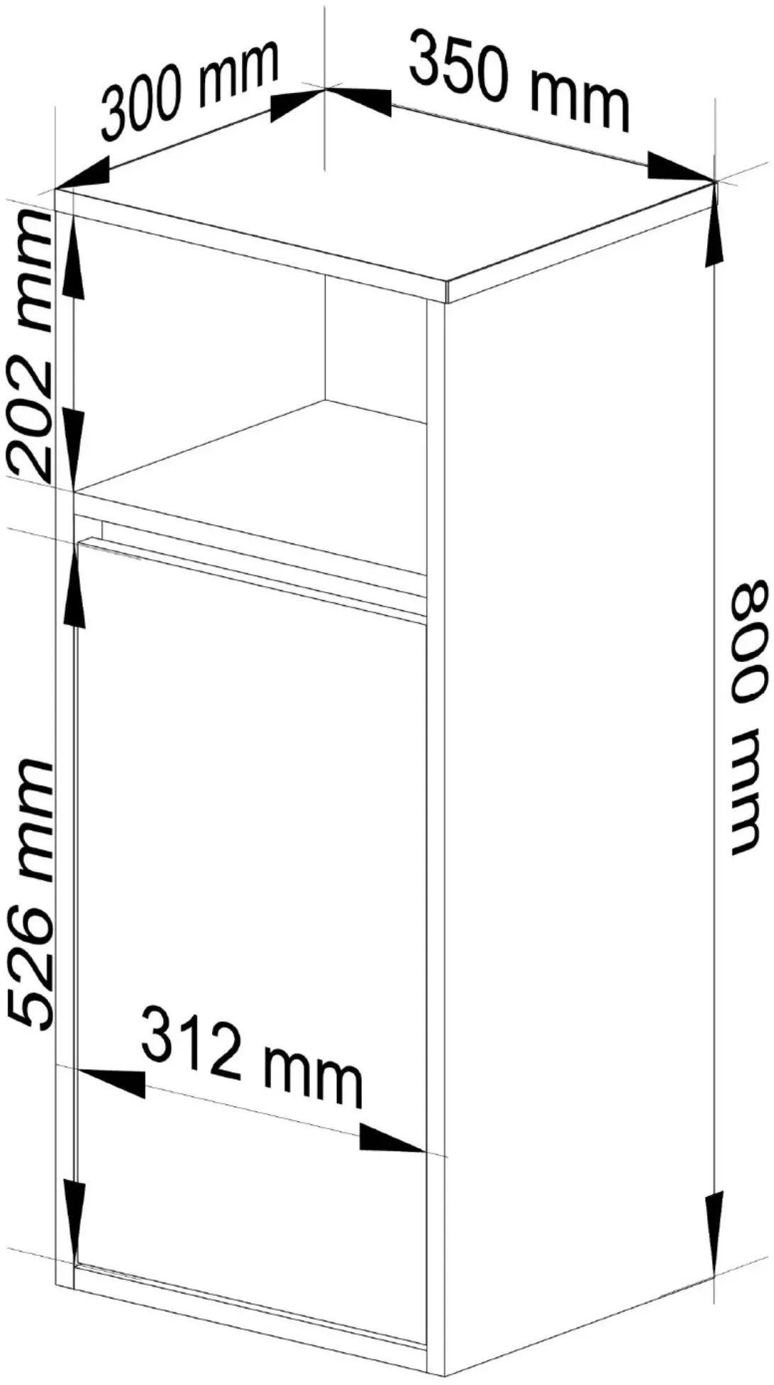 Dulap suspendat Akord Vami W35 1D1W (White/Graphite Grey)
