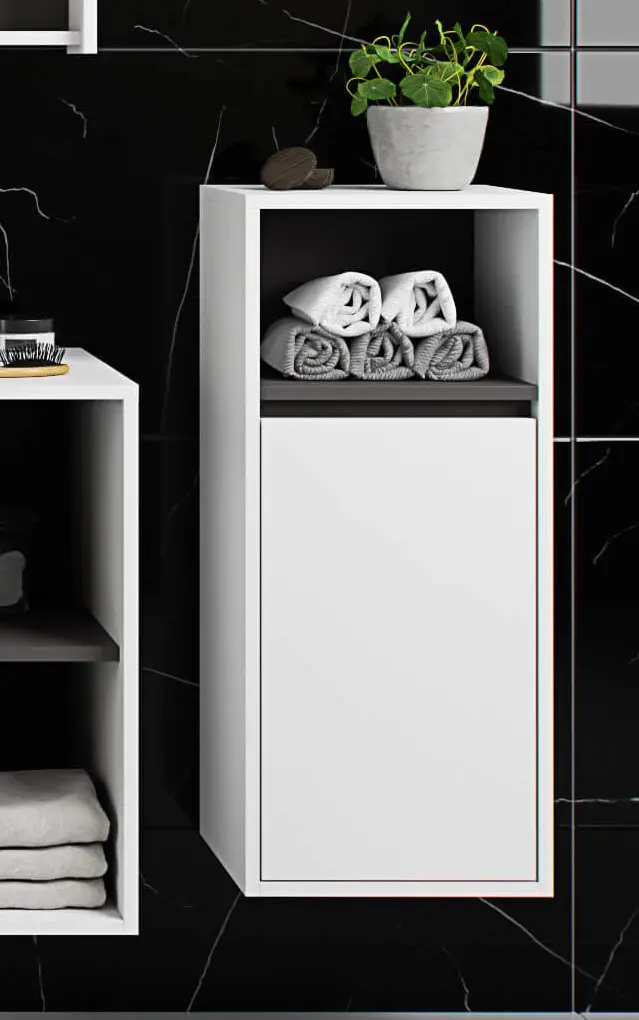 Dulap suspendat Akord Vami W35 1D1W (White/Graphite Grey)