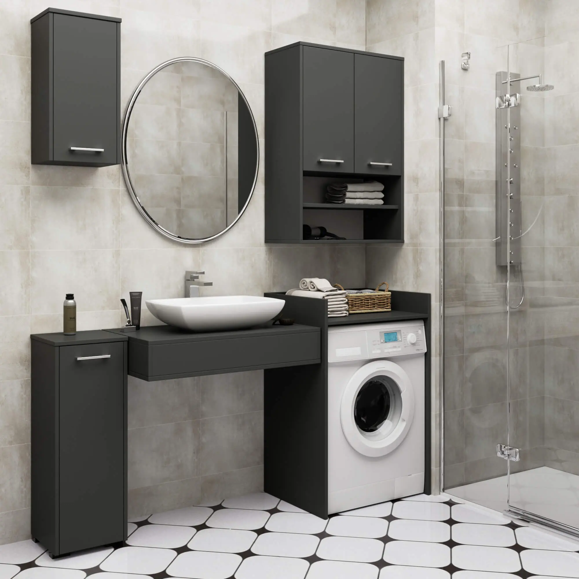 Стойка для стиральной машины Akord Fin 98см (Graphite Grey)