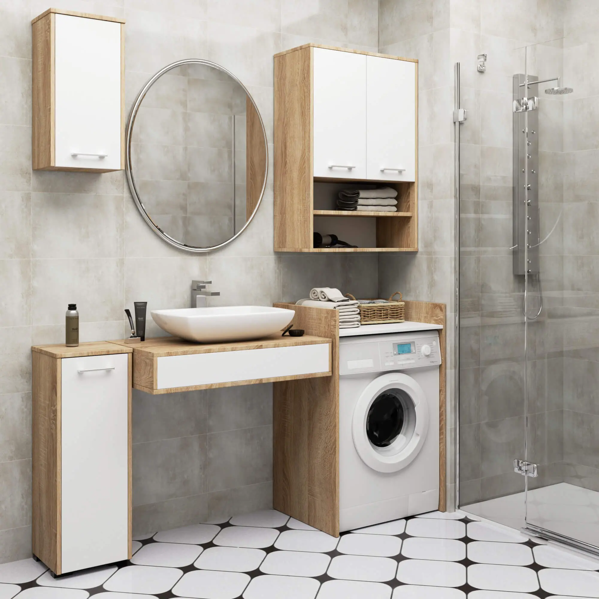 Carcasa masina de spalat Akord Fin 98cm (Sonoma Oak/White)